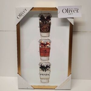 Gold and Brown Designer Coffee Cup Wall Art